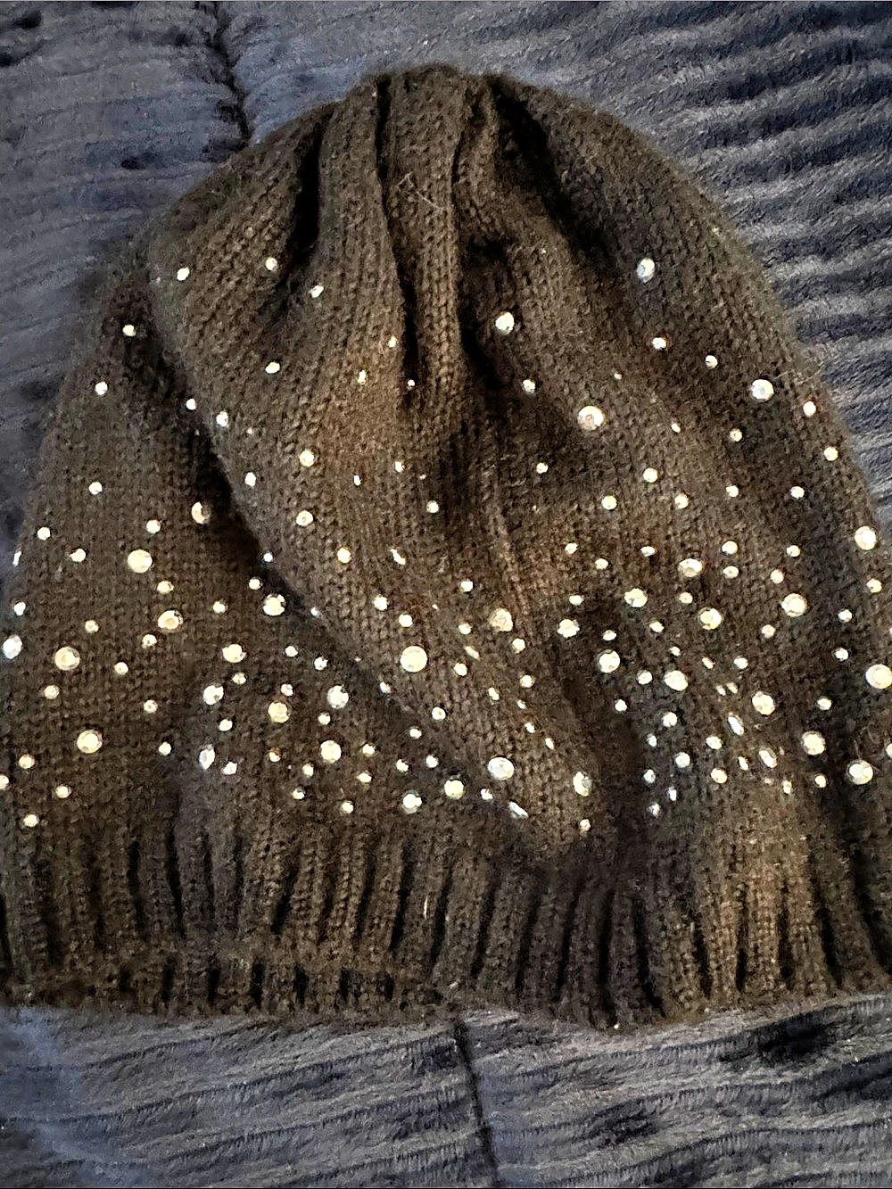 Embellished Beanie in Black Like New